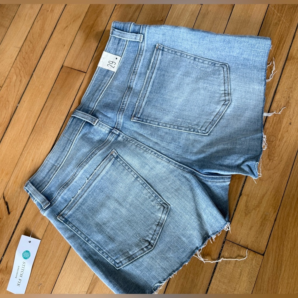 NWT Cosmic Blue Love blue denim raw hem shorts - Picture 8 of 8
